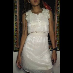 XS KERSH Off White Satin,Silk,Lace Dress